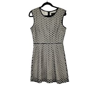 J.Crew women's black, white Retro 1960s inspired embroidered Dress Size 6